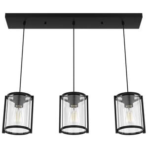 Hunter Astwood 9 in. 3-Light Linear Cluster Ceiling Light with Clear Glass - Matte Black, , hires