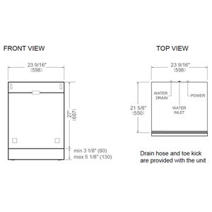 Bertazzoni 24 in. Top Control Tall Tub Dishwasher with 42 dBa Sound Level, 3rd-Rack & PowerDry - Custom Panel Ready, , hires