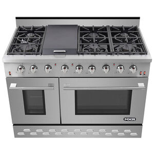 NXR 48 in. 7.2 cu. ft. Standard Convection Double Oven Liquid Propane Gas Range with 6 Sealed Burners - Stainless Steel, , hires