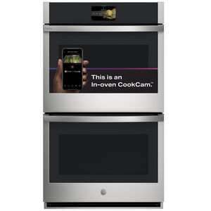 GE Profile 30 in. 10 cu. ft. Smart Top Control Electric Double Wall Oven with True European Convection - Stainless Steel, Stainless Steel, hires