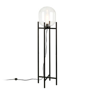 Hudson & Canal Edison Clear Glass Globe and Blackened Bronze Floor Lamp, , hires