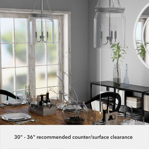 Hunter Devon Park 12 in. 3-Light Pendant with Clear Glass - Brushed Nickel, , hires