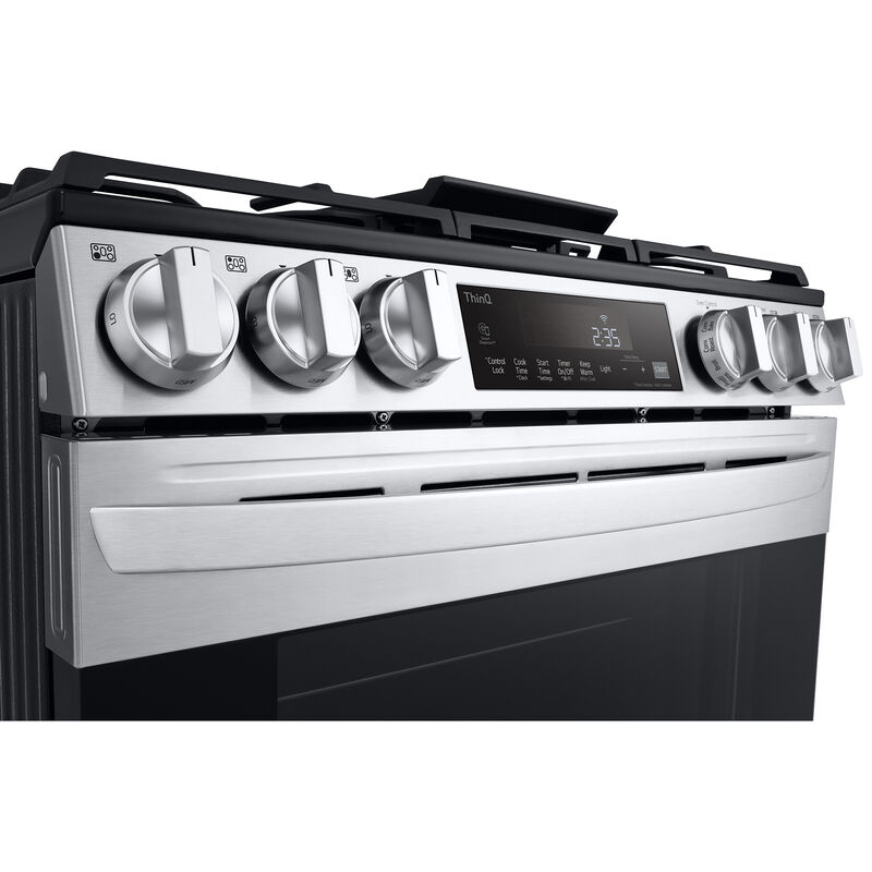 LG 30 in. 5.8 cu. ft. Smart Air Fry Convection Oven Slide-In Gas Range with 5 Sealed Burners & Griddle - PrintProof Stainless Steel, PrintProof Stainless Steel, hires