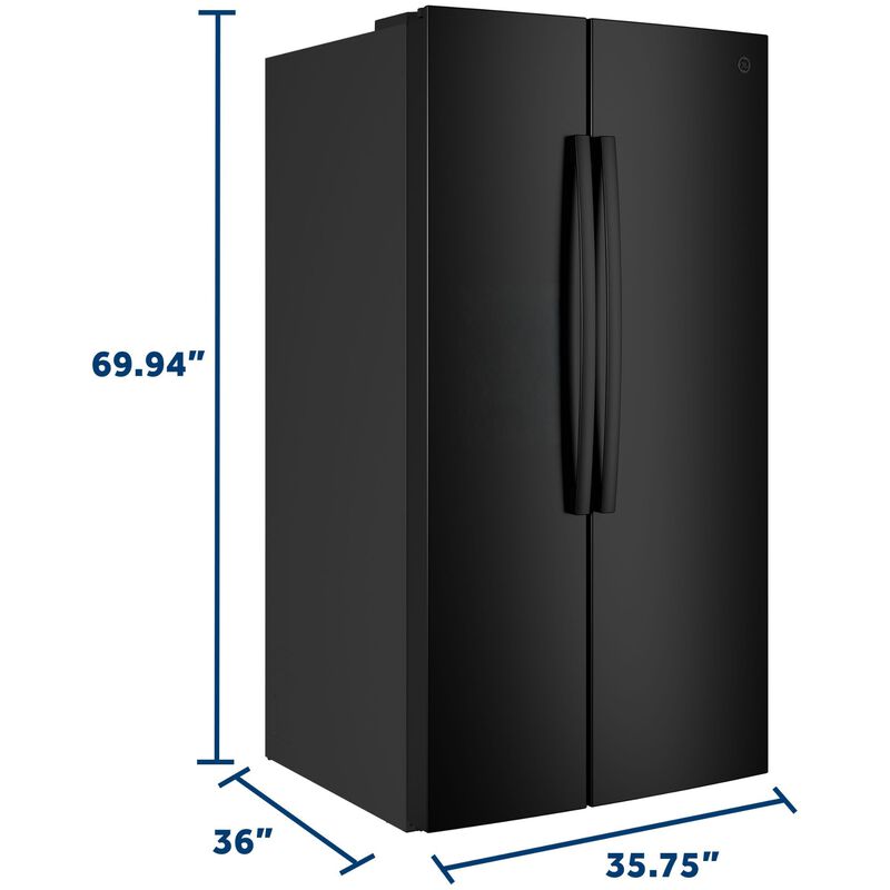 GE 36 in. 28.5 cu. ft. Garage-Ready Side-by-Side Refrigerator - Black, Black, hires