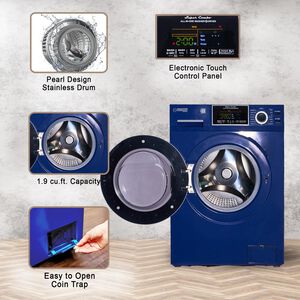 Equator 24 in. 1.9 cu. ft. Electric Front Load All-in-One Laundry Center with Sanitize Cycle & Sensor Dry - Blue, Blue, hires