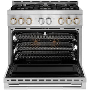 JennAir Rise Series 36 in. 5.1 cu. ft. Smart True European Convection Gas Range with 6 Sealed Burners - Stainless Steel, , hires