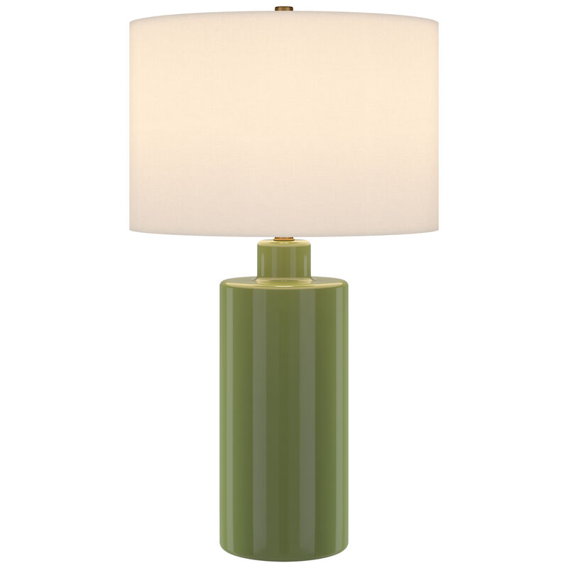 Hudson & Canal Selina 25" Tall Ceramic Table Lamp with Fabric Shade - Tarragon Green, , hires