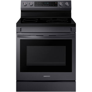 Samsung 30 in. 6.3 cu. ft. Smart Air Fry Convection Oven Freestanding Electric Range with 5 Smoothtop Burners & Griddle - PrintProof Black Stainless Steel, PrintProof Black Stainless Steel, hires