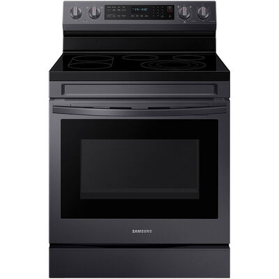 Samsung 30 in. 6.3 cu. ft. Smart Air Fry Convection Oven Freestanding Electric Range with 5 Smoothtop Burners & Griddle - PrintProof Black Stainless Steel | NE63A6711SG