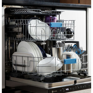 GE Profile 24 in. Smart Built-In Dishwasher with Top Control, 44 dBA Sound Level, 16 Place Settings, 6 Wash Cycles & Sanitize Cycle - Fingerprint Resistant Stainless, , hires