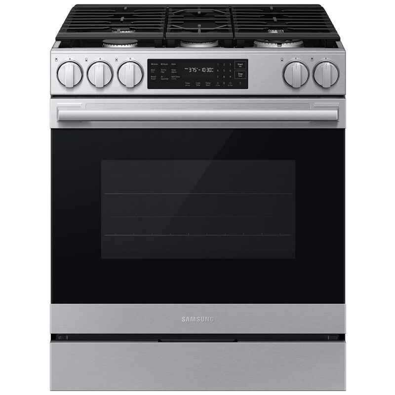 Samsung Bespoke 30 in. 6.0 cu. ft. Smart Air-Fry True European Convection Slide-In Gas Range with 5 Sealed Burners & Griddle - Stainless Steel, Stainless Steel, hires