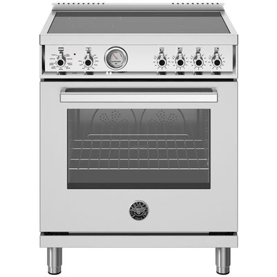 Bertazzoni Professional Series 30 in. 4.7 cu. ft. Dual Convection Electric Range with 4 Induction Burners - Stainless Steel | PRO304INMXV
