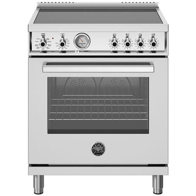 Bertazzoni Professional Series 30 in. 4.7 cu. ft. Convection Oven Freestanding Electric Range with 4 Induction Zones - Stainless Steel | PRO304INMXV