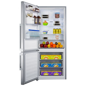 Summit Thin Line Series 28 in. 14.0 cu. ft. Counter Depth Bottom Freezer Refrigerator - Stainless Steel, , hires