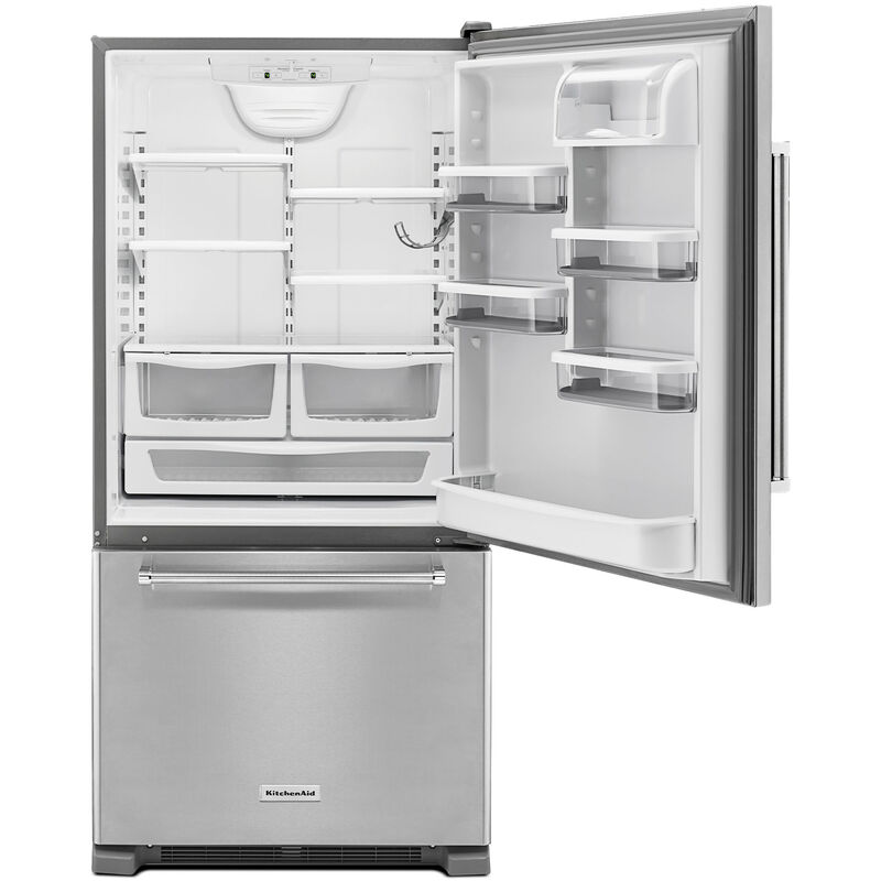 KitchenAid 33 in. 22.1 cu. ft. Bottom Freezer Refrigerator Right Hinged - Stainless Steel, , hires
