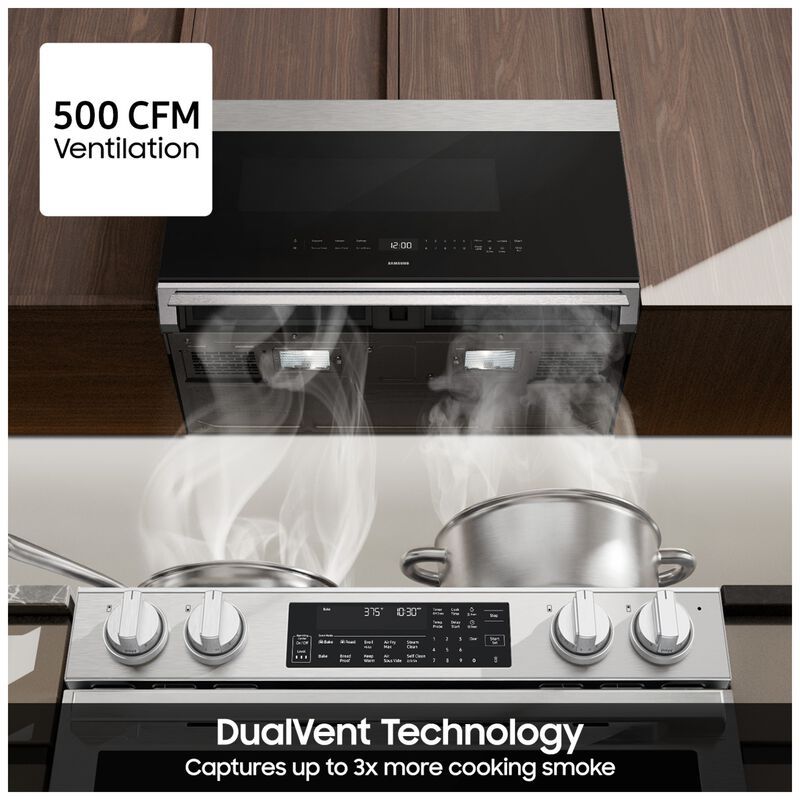 Samsung 30 in. 2.1 cu. ft. 1000W Smart Over-the-Range Microwave with 500 CFM & Sensor Cooking - Stainless Steel, , hires