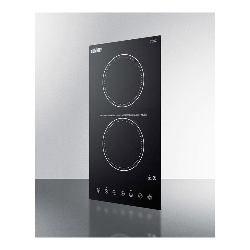 Summit 15 in. 2-Burner Electric Cooktop with Touch Controls - Black, , hires