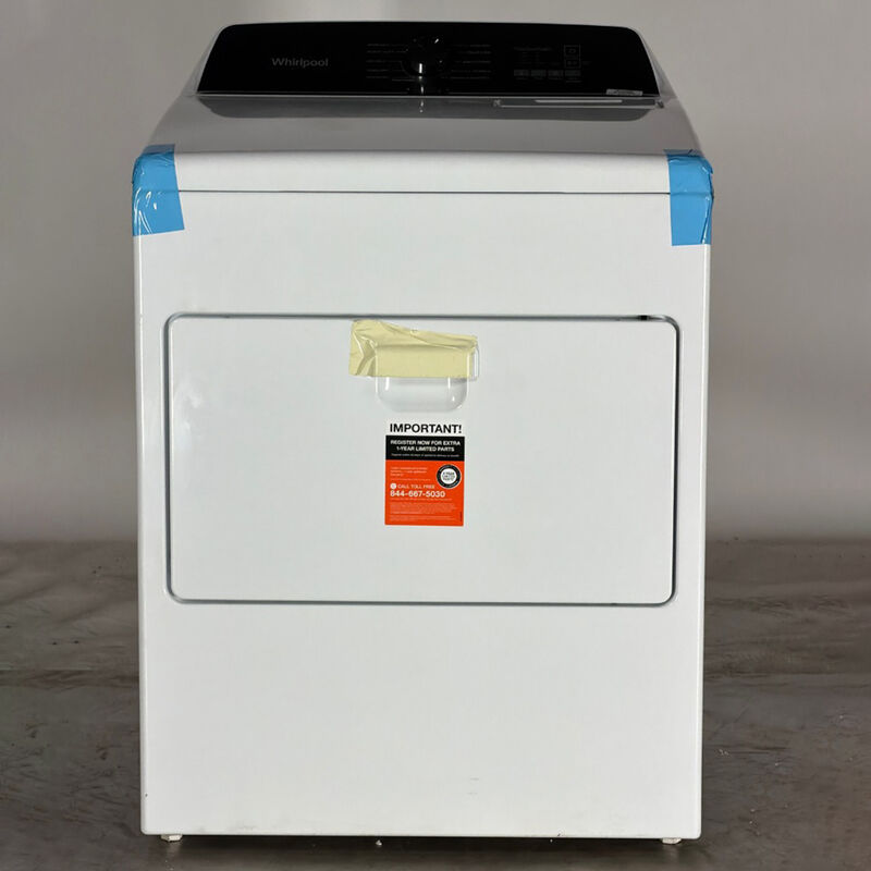 Whirlpool 29 in. 7.0 cu. ft. Top Loading Electric Dryer with 11 Dryer Programs, 1 Dry Options, Wrinkle Care & Sensor Dry - White (Open Box Good Condition), , hires