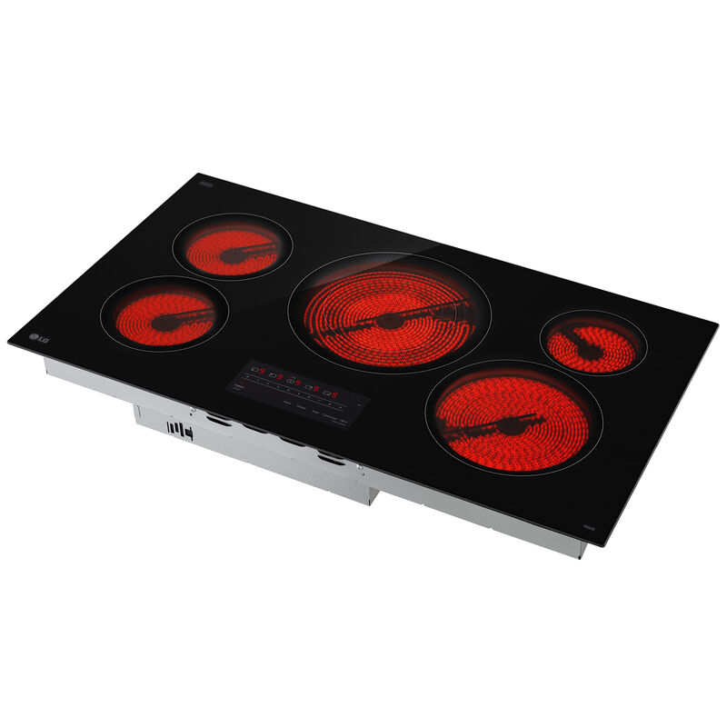 LG 36 in. 5-Burner Smart Electric Cooktop with Simmer Burner & Power Burner - Black, , hires