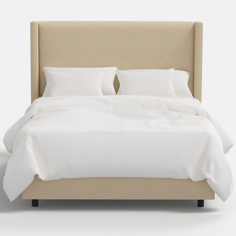 Skyline Furniture Linen Fabric Upholstered King Size Wingback Bed - Linen, Linen, hires