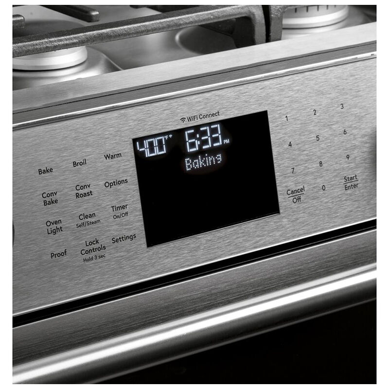 Cafe 30 in. 5.6 cu. ft. Smart Air Fry True European Convection Slide-In Gas Range with 6 Sealed Burners & Griddle - Platinum Glass, Platinum Glass, hires