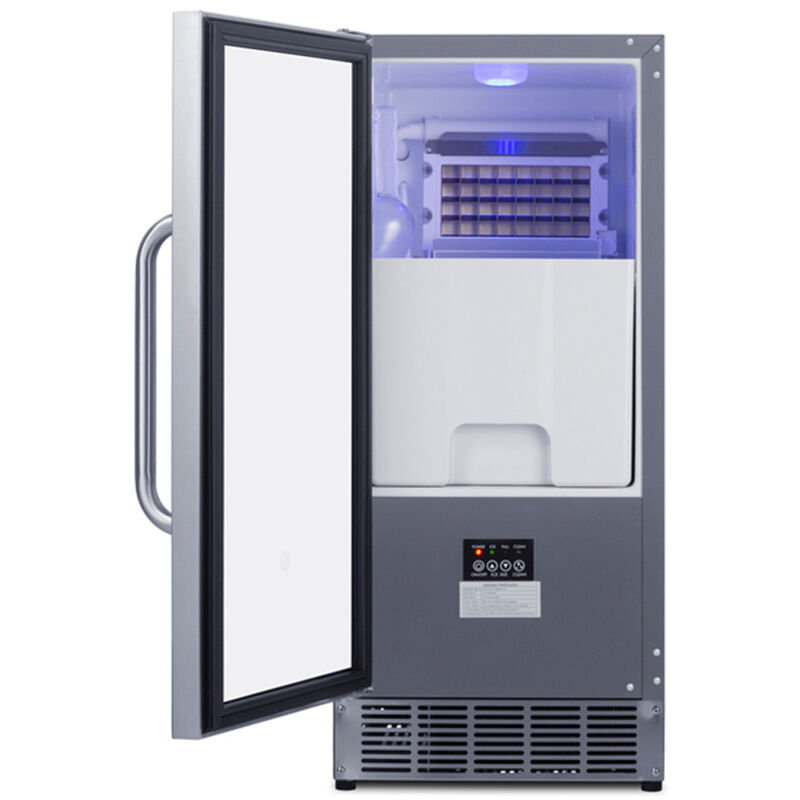 Summit 15 in. Built-In Undercounter Commercial-Use Ice Maker with 25 lb. Ice Storage, Auto-Defrost & Digital Control - Stainless Steel, , hires