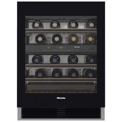 Miele 24 in. Undercounter Wine Cooler with Dual Zones & 34 Bottle Capacity - Black | KWT6322UG