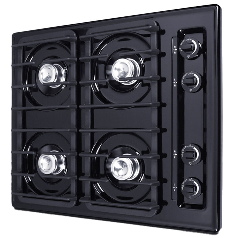Summit 24 in. 4-Burner Natural Gas Cooktop with Gas Spark Ignition - Black, , hires