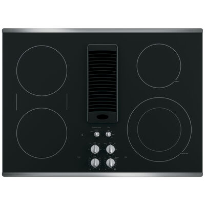 GE Profile 30 in. 4-Burner Electric Cooktop with Downdraft, Simmer Burner & Power Burner - Stainless Steel | PP9830SRSS