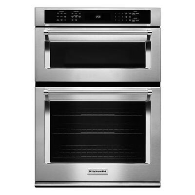 KitchenAid 30" 6.4 Cu. Ft. Electric Smart Oven/Microwave Combo Wall Oven with True European Convection & Self Clean - Stainless Steel | KOCE900HSS