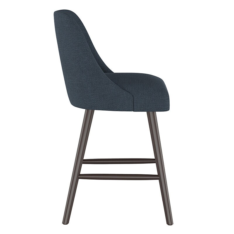 Skyline Furniture Modern Mid Century Counter Stool in Linen Fabric - Navy, Navy, hires