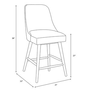 Skyline Furniture Modern Mid Century Counter Stool in Linen Fabric - Sandstone, Sandstone, hires