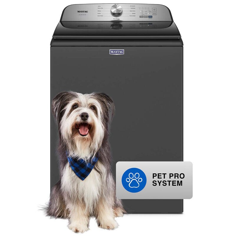 Maytag Pet Pro 27.5 in. 4.7 cu. ft. Top Load Washer with Agitator & Advanced Vibration Control - Black, Volcano Black, hires