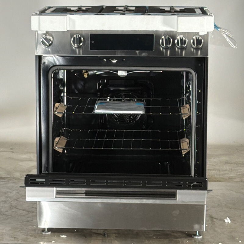 Bosch 100 Series 30 in. 5.8 cu. ft. Air Fry Standard Convection Slide-In Gas Range with 5 Sealed Burners - Stainless Steel (Open Box Good Condition), , hires