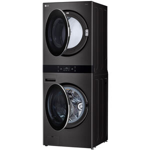 LG 27 in. 5.0 cu. ft. Smart Electric Front Load WashTower with AI Sensor Dry, TurboSteam, Allergiene Cycle, ezDispense, AI DD 2.0 Advanced Washing, Sensor Dry, Sanitize & Steam Cycle - Black Steel, , hires