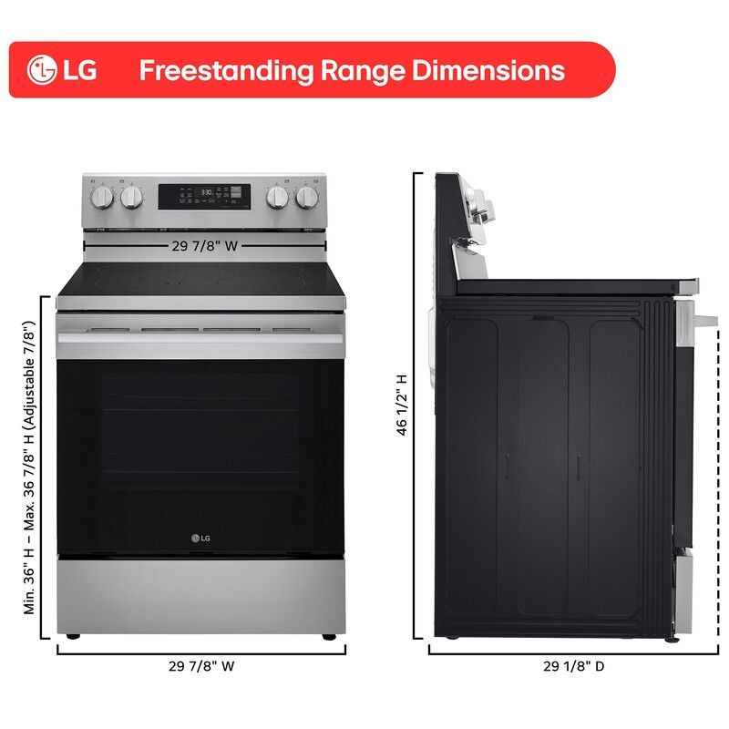 LG 30 in. 6.3 cu. ft. Smart Air-Fry True European Convection Electric Range with Radiant Burners Stainless Steel, , hires
