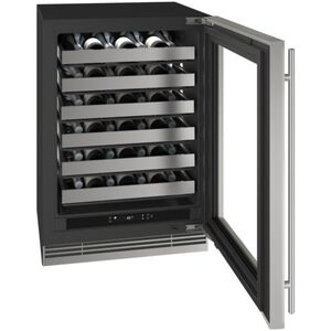 U-Line The Home Collection 24 in. Outdoor Undercounter Wine Cooler with Metal Racks, Single Temperature Zone & 42 Bottle Capacity - Stainless Steel, , hires