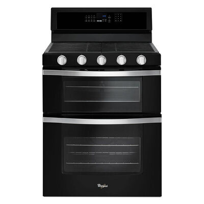 Whirlpool 30 in. 6.0 cu. ft. Convection Double Oven Freestanding Gas Range with 5 Sealed Burners - Black Ice | WGG745S0FE