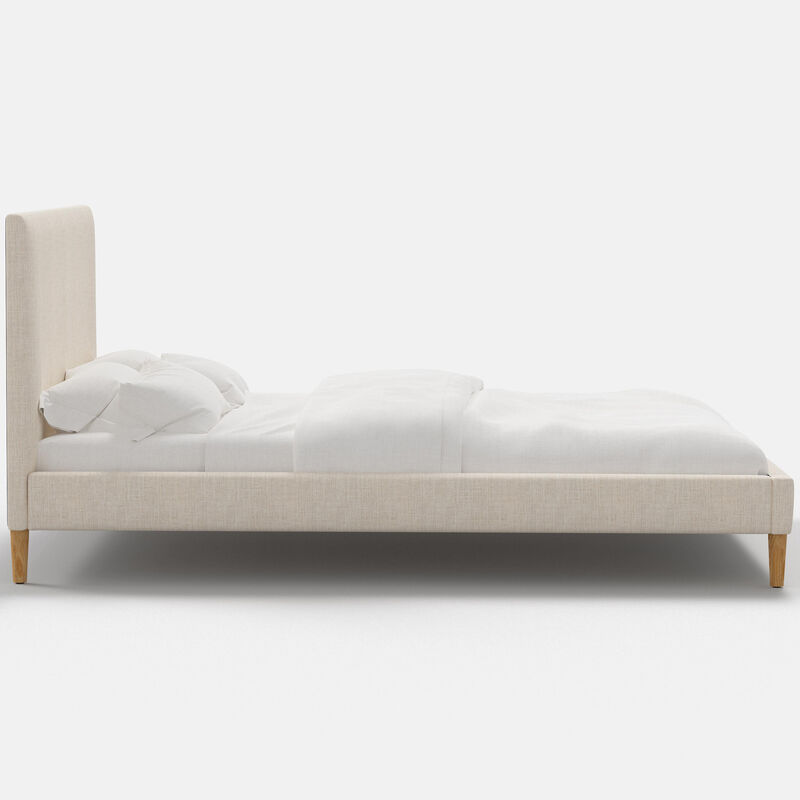 Skyline Furniture Linen Fabric Upholstered King Size Platform Bed - Talc, , hires