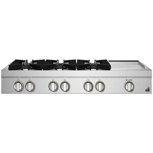 JennAir Rise 48 in. 6-Burner Natural Gas Rangetop with Griddle, Simmer Burner & Power Burner - Stainless Steel, , hires