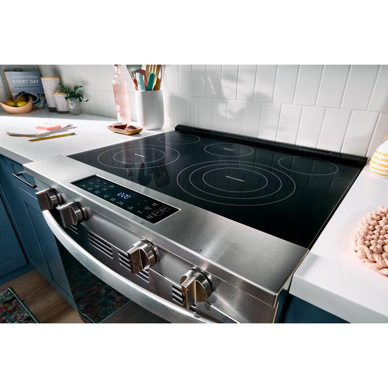 Whirlpool 30 in. 5.3 cu. ft. Smart Air-Fry Standard Convection Electric Range with Radiant Burners - Fingerprint Resistant Stainless Steel, , hires