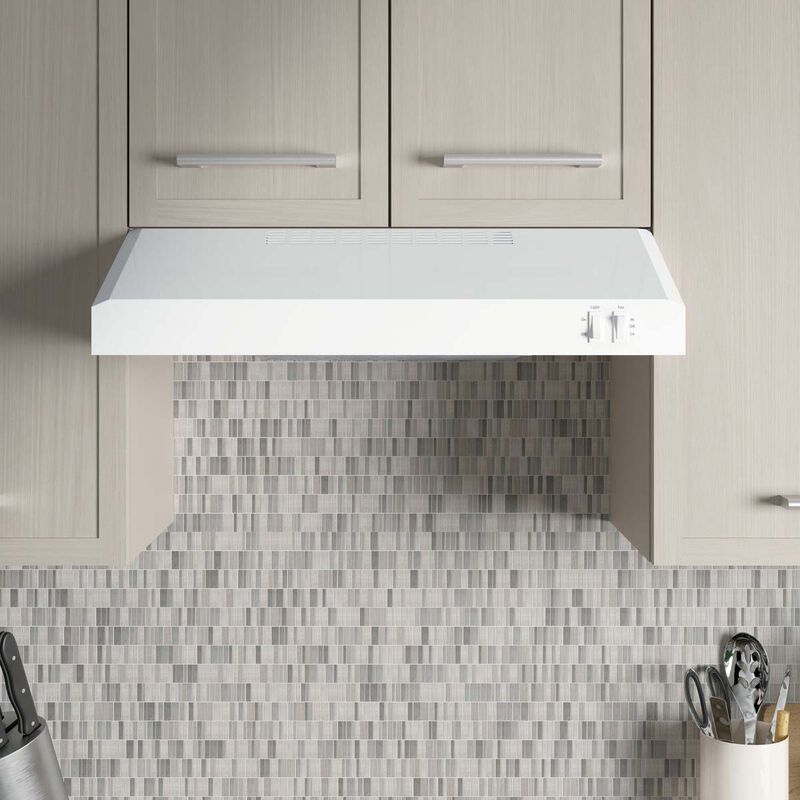 GE 24 in. Convertible Standard Style Range Hood with 200 CFM, 2 Fan Speeds & 1 Incandescent Light - White on White, , hires