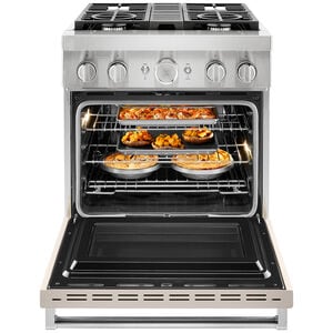 KitchenAid 30 in. 4.1 cu. ft. Smart True European Convection Dual Fuel Range with 4 Sealed Burners - Milkshake, , hires