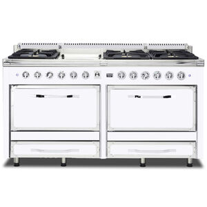 Viking Tuscany 66 in. 7.6 cu. ft. Convection Double Oven Freestanding Dual Fuel Range with 6 Sealed Burners & Griddle - White, , hires