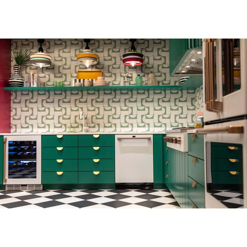 Cafe 24 in. Undercounter Smart Wine Cooler with Metal Wire Racks, Dual Temperature Zones & 46 Bottle Capacity - Matte White, Matte White, hires