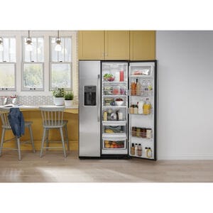 GE 33 in. 23 cu. ft. Side by Side Refrigerator with Ice & Water Dispenser - White, White, hires