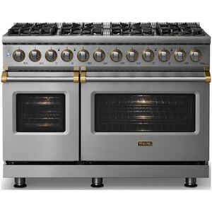 Viking 5 Series 48 in. 7.3 cu. ft. True European Convection Double Oven Dual Fuel Range with 8 Sealed Burners - Stainless Steel, , hires