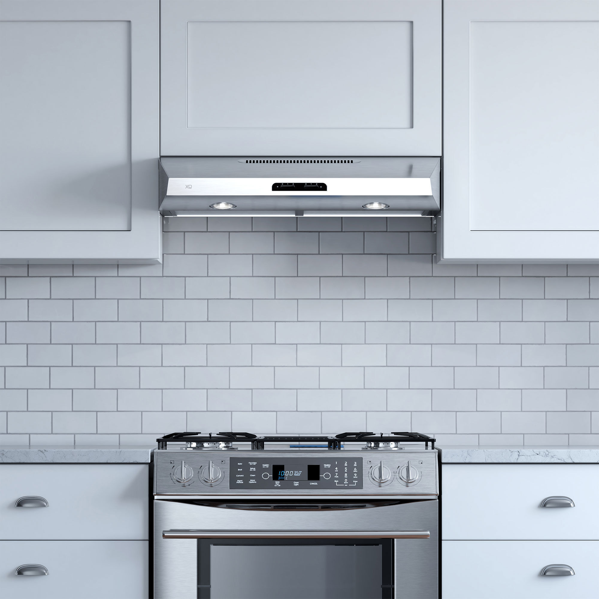 xo under cabinet range hood