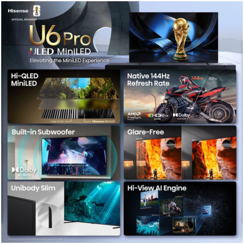 Hisense - 100" Class U6 Pro Series ULED Mini-LED 4K UHD Smart Fire TV, , hires