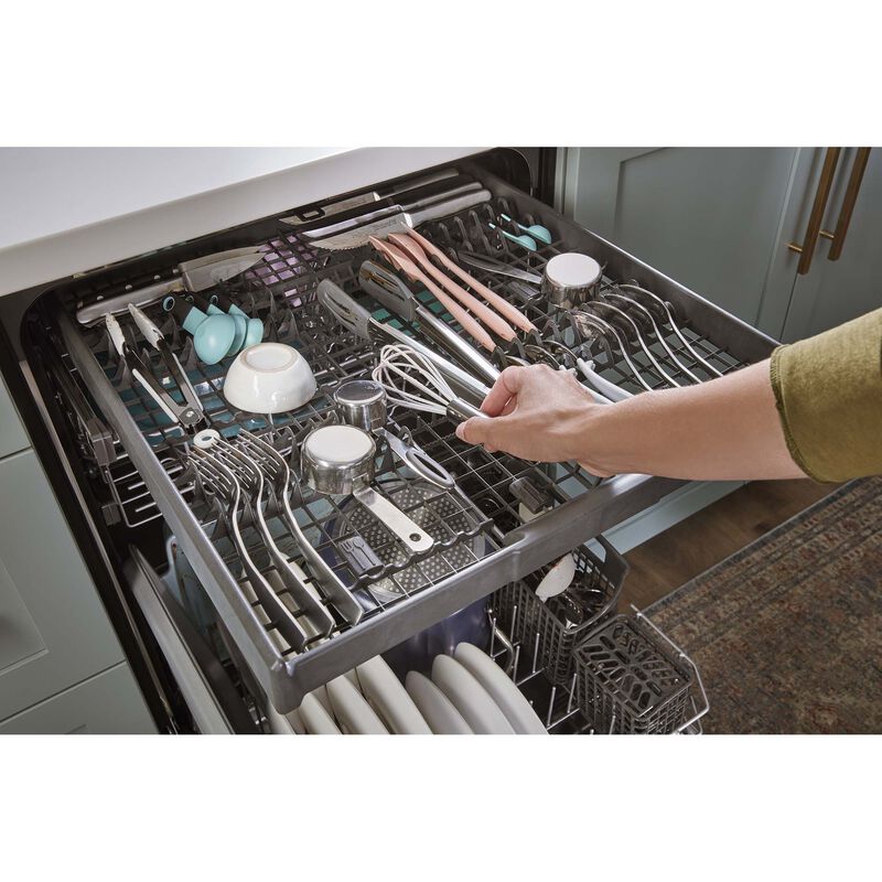 Whirlpool 24 in. Top Control Dishwasher with 47 dBa Sound Level, 3rd-Rack & Pocket - Fingerprint Resistant Stainless, , hires